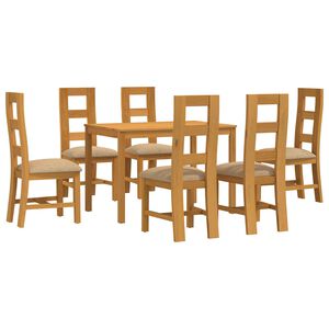 vidaXL Ensemble de salle &agrave; manger 7 pc Beige Bois de ch&ecirc;ne massif