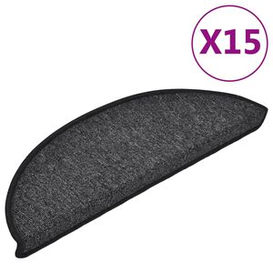 vidaXL Tapis d'escalier 15 pi&egrave;ces 56 x 17 x 3 cm Non-Slip Anthracite