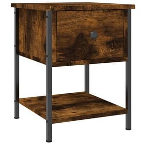 vidaXL Table de chevet ch&ecirc;ne fum&eacute; 34x35,5x45 cm bois d'ing&eacute;nierie