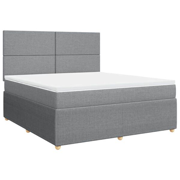 vidaXL Sommier &agrave; lattes de lit avec matelas Gris clair 180x200cm Tissu