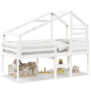 vidaXL Lit haut sans matelas blanc 90x190 cm bois de pin massif