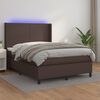 vidaXL Sommier &agrave; lattes de lit matelas LED Marron 140x190cm Similicuir