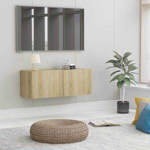 vidaXL Meuble TV Ch&ecirc;ne sonoma 80x30x30 cm Bois d&rsquo;ing&eacute;nierie