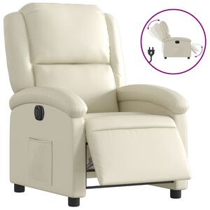 vidaXL Fauteuil inclinable &eacute;lectrique Cr&egrave;me Similicuir