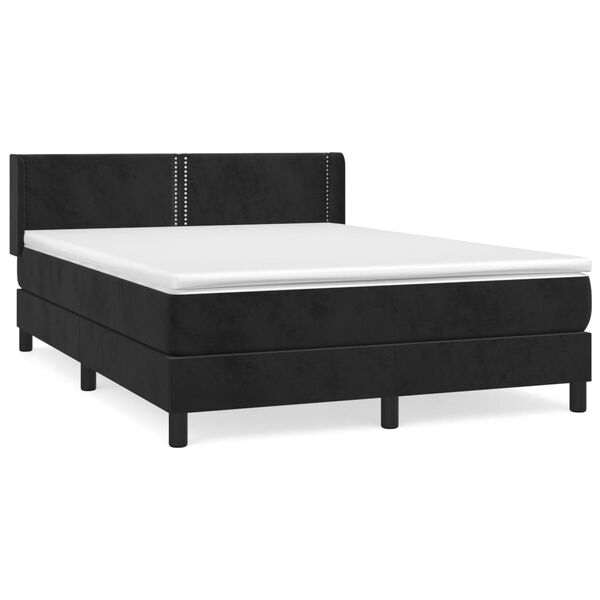 vidaXL Sommier &agrave; lattes de lit avec matelas Noir 140x190 cm Velours