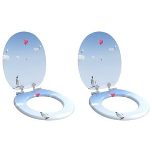 vidaXL Si&egrave;ges WC couvercle &agrave; fermeture en douceur 2 pcs MDF Pingouins