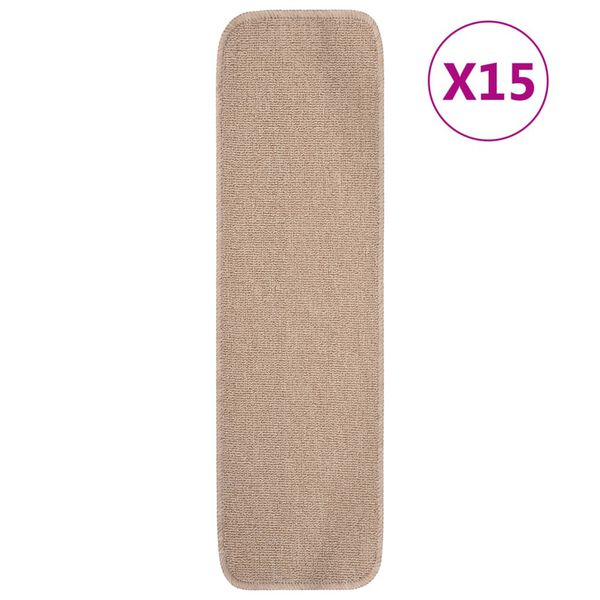 vidaXL Tapis escalier antid&eacute;rapants 15 pcs 75x20cm Beige Rectangulaire