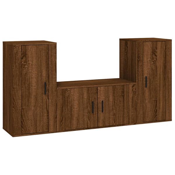 vidaXL Ensemble de meubles TV 3 pcs Ch&ecirc;ne marron Bois d'ing&eacute;nierie