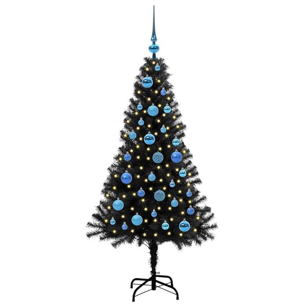 vidaXL Sapin de No&euml;l avec 150 LED avec support Noir 150 cm PVC