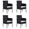 vidaXL Chaises de jardin coussins blanc cr&egrave;me 4pcs noir r&eacute;sine tress&eacute;e