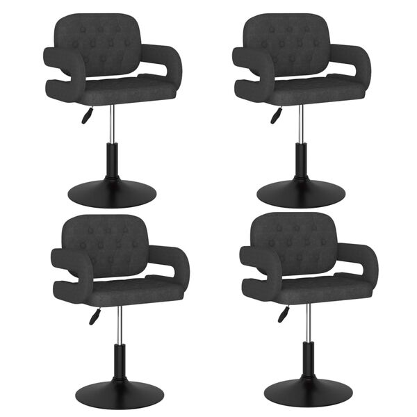 vidaXL Chaises pivotantes &agrave; manger lot de 4 Gris fonc&eacute; Tissu
