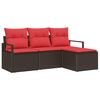 vidaXL Ensemble de Canap&eacute;s 4 pc Marron et rouge polyrotin