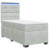 vidaXL Lit boxspring avec matelas Gris clair 100 x 200 cm Velours