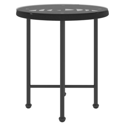 vidaXL Table de salle à manger Noir Ø50 cm Verre trempé et acier