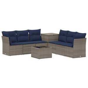 vidaXL Ensemble de Canap&eacute;s 8 pc Gris et bleu marine 55 x 55 x 37 cm