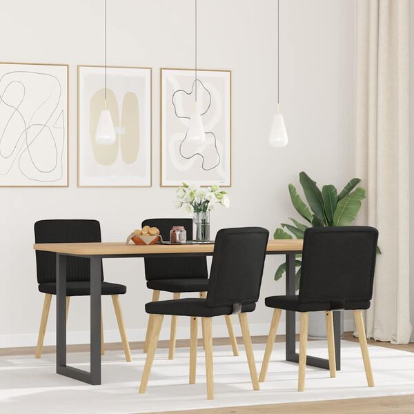 vidaXL Chaises &agrave; manger lot de 4 noir tissu