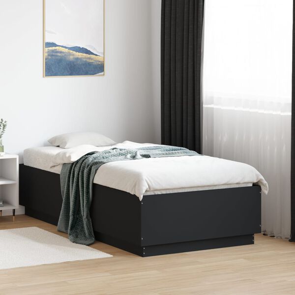 vidaXL Cadre de lit avec LED sans matelas noir 90x190 cm