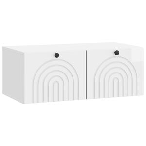 vidaXL Meuble TV mural Montage mural Blanc brillant 78,5 x 41 x 30 cm