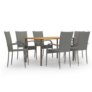 vidaXL Ensemble &agrave; manger de jardin 7 pcs R&eacute;sine tress&eacute;e Gris