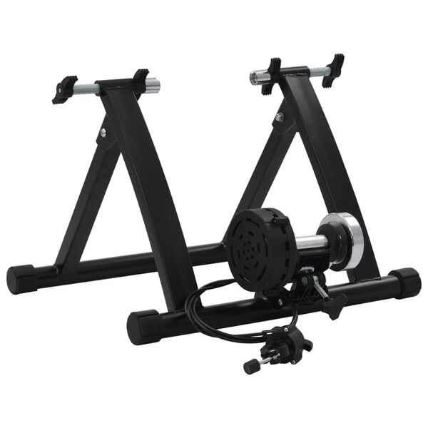 vidaXL Support &agrave; rouleau pour v&eacute;lo d'appartement 26po-28po Acier Noir