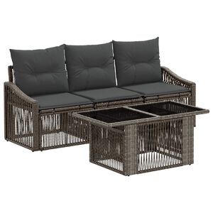 vidaXL Ensemble de canap&eacute; de jardin 4 pc Gris et Gris fonc&eacute; polyrotin
