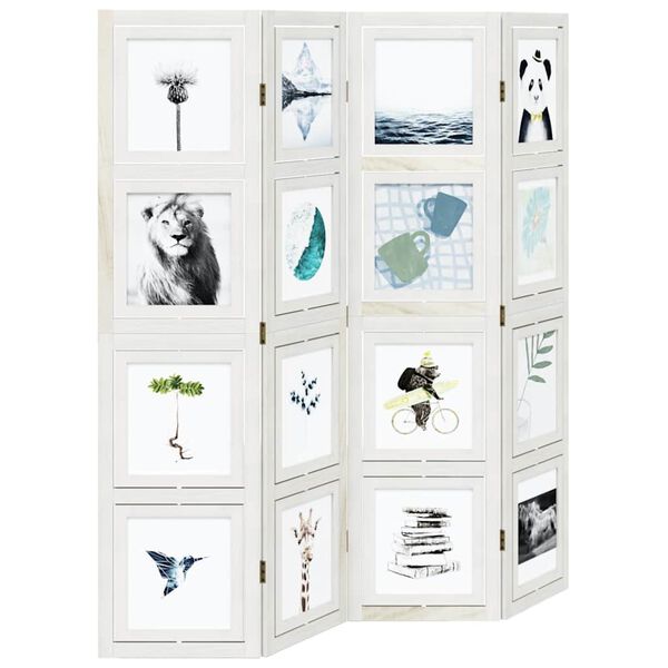 vidaXL Cloison de s&eacute;paration 4 panneaux blanc bois de paulownia massif