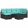 vidaXL Ensemble de Canap&eacute;s 7 pcs Noir et turquoise polyrotin