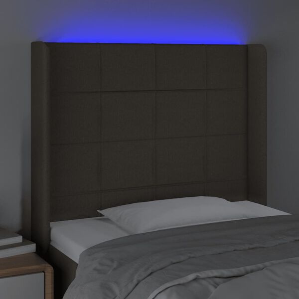 vidaXL T&ecirc;te de lit &agrave; LED Taupe 93x16x118/128 cm Tissu