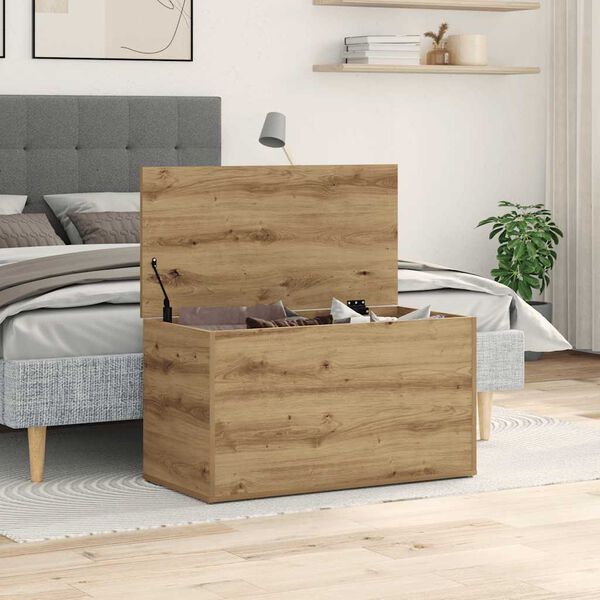 vidaXL Coffre de rangement chêne artisanal 84x42x46 cm bois ingénierie