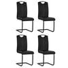 vidaXL Chaises &agrave; manger cantilever lot de 4 noir similicuir