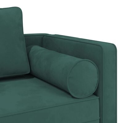 vidaXL Chaise longue avec coussins vert foncé velours