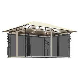 vidaXL Tonnelle avec moustiquaire et lumi&egrave;res LED 4x3x2,73 m Cr&egrave;me