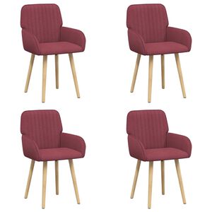 vidaXL Chaises de salle &agrave; manger 4 pc Tissu Bordeaux