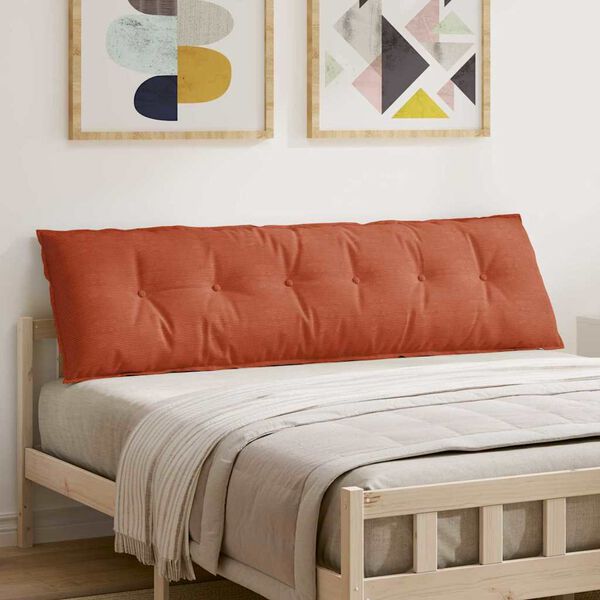 vidaXL Coussin de Dos Rouge orange 180 x 50 cm Tissu en velours c&ocirc;tel&eacute;