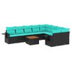 vidaXL Ensemble de canap&eacute; de jardin 10 pcs avec coussins noir r&eacute;sine tress&eacute;e