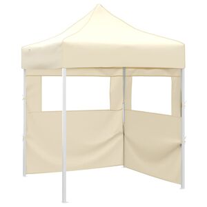 vidaXL Tente de r&eacute;ception pliable avec 2 parois 2x2 m Acier Cr&egrave;me