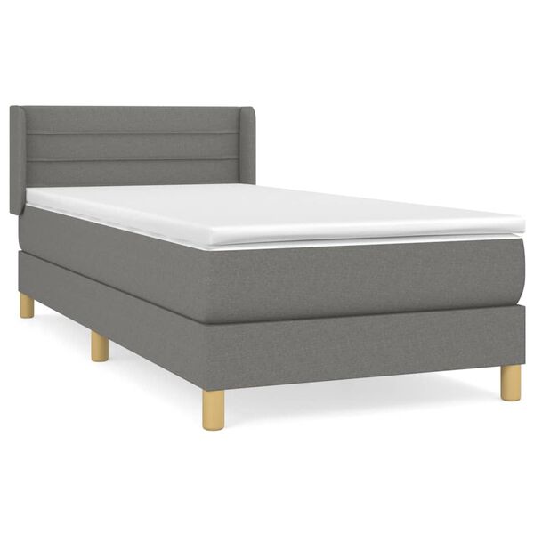 vidaXL Sommier &agrave; lattes de lit avec matelas Gris fonc&eacute; 80x200 cm Tissu