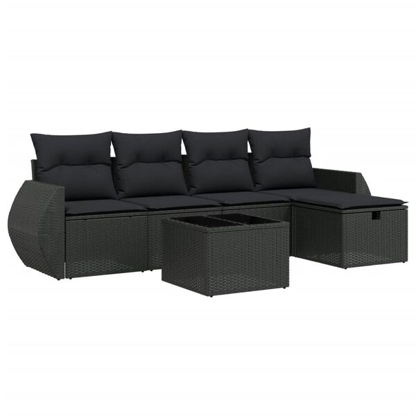 vidaXL Salon de jardin 5 pcs avec coussins noir résine tressée