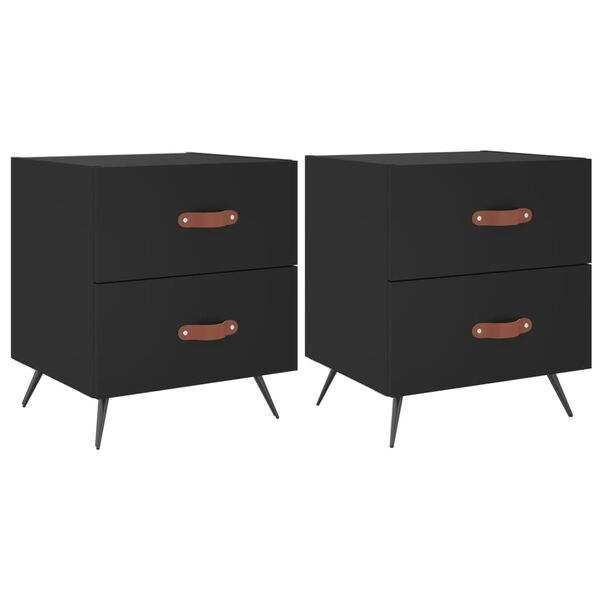 vidaXL Tables de chevet 2 pcs noir 40x35x47,5 cm bois d&rsquo;ing&eacute;nierie