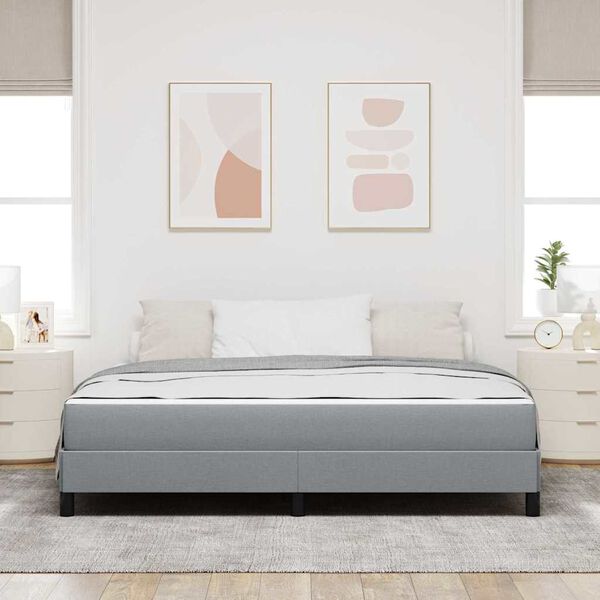 vidaXL Lit &agrave; ressorts avec matelas Gris clair 180 x 200 cm tissu