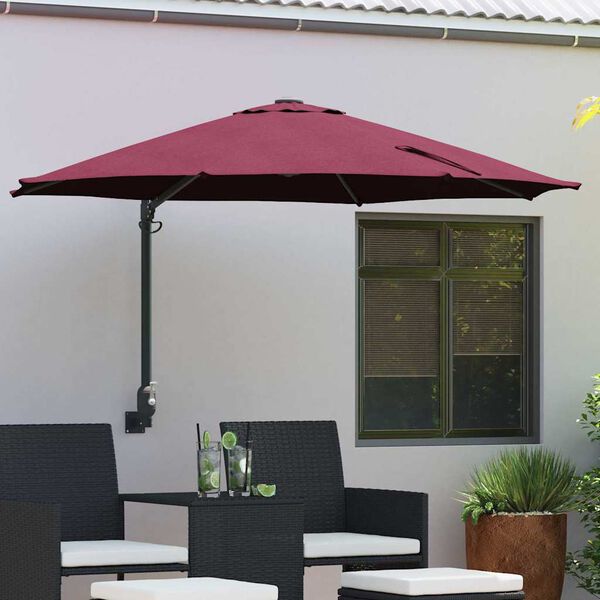 vidaXL Parasol de jardin Rouge et Noir 248 x 248 x 148 cm