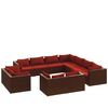 vidaXL Salon de jardin 11 pcs avec coussins Marron R&eacute;sine tress&eacute;e
