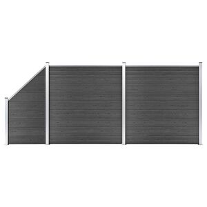 vidaXL Ensemble de panneau de cl&ocirc;ture WPC 446x(105-186) cm Noir