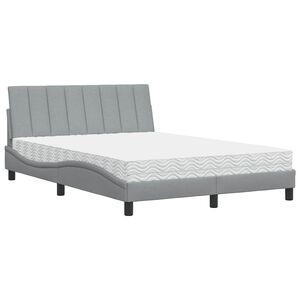vidaXL Lit avec matelas Hanko gris clair 120x200 cm tissu