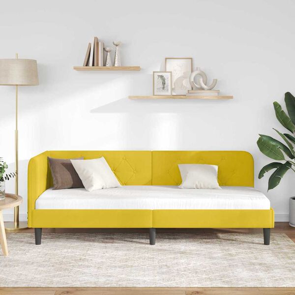 vidaXL Cadre de lit d'angle avec t&ecirc;te de lit Jaune 80 x 200 cm Velours