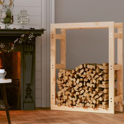 vidaXL Support pour bois de chauffage 80x25x100 cm Bois de pin massif