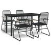 vidaXL Ensemble &agrave; manger de jardin 5 pcs Noir Rotin PVC