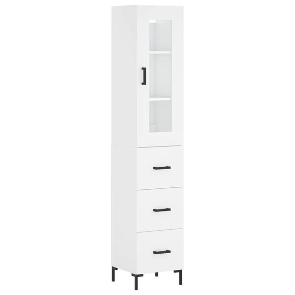 vidaXL Buffet haut Blanc 34,5x34x180 cm Bois d'ing&eacute;nierie