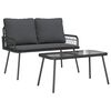 vidaXL Ensemble de salle &agrave; manger pour jardin 2 pc Noir polyrotin