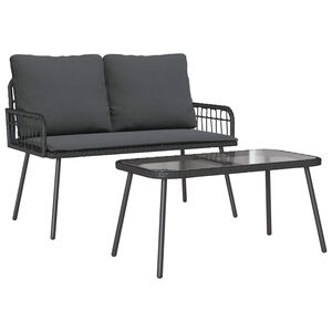 vidaXL Ensemble de salle &agrave; manger pour jardin 2 pc Noir polyrotin